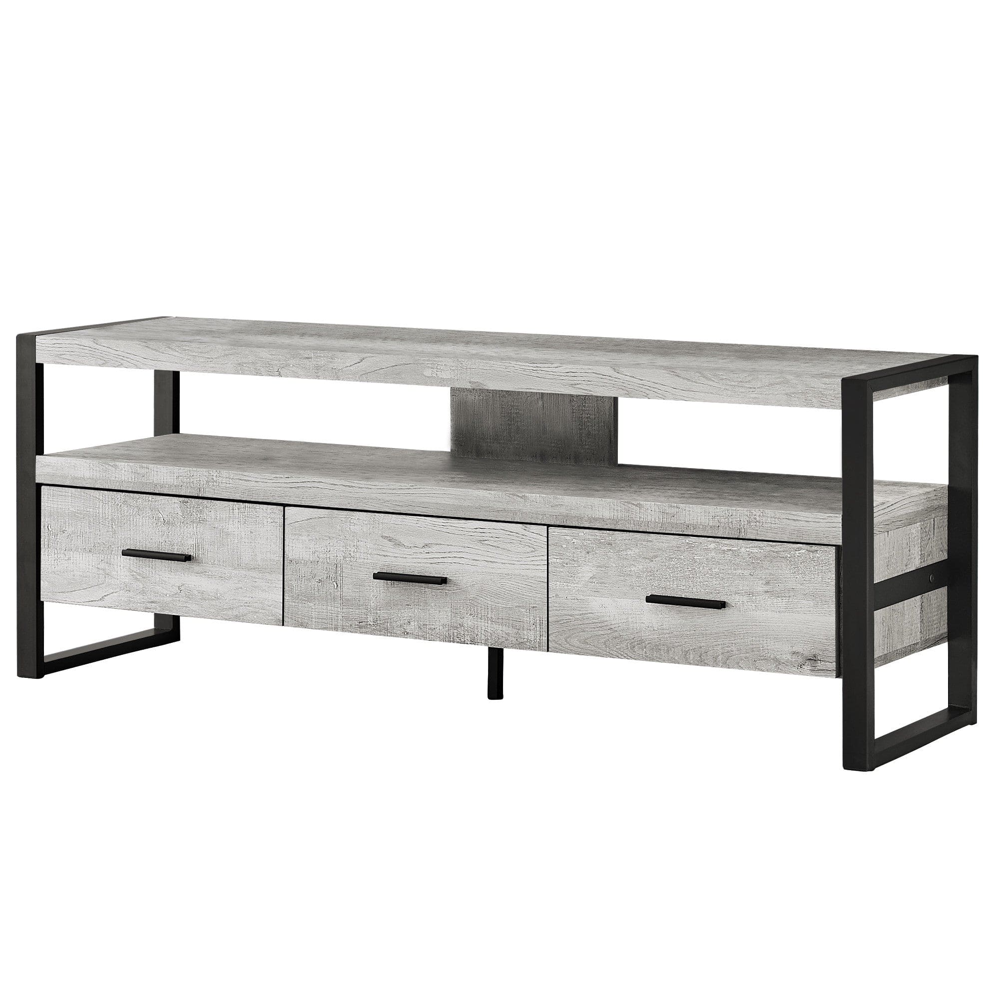 59" Black and Gray Cabinet Enclosed Storage TV Stand - Homeroots