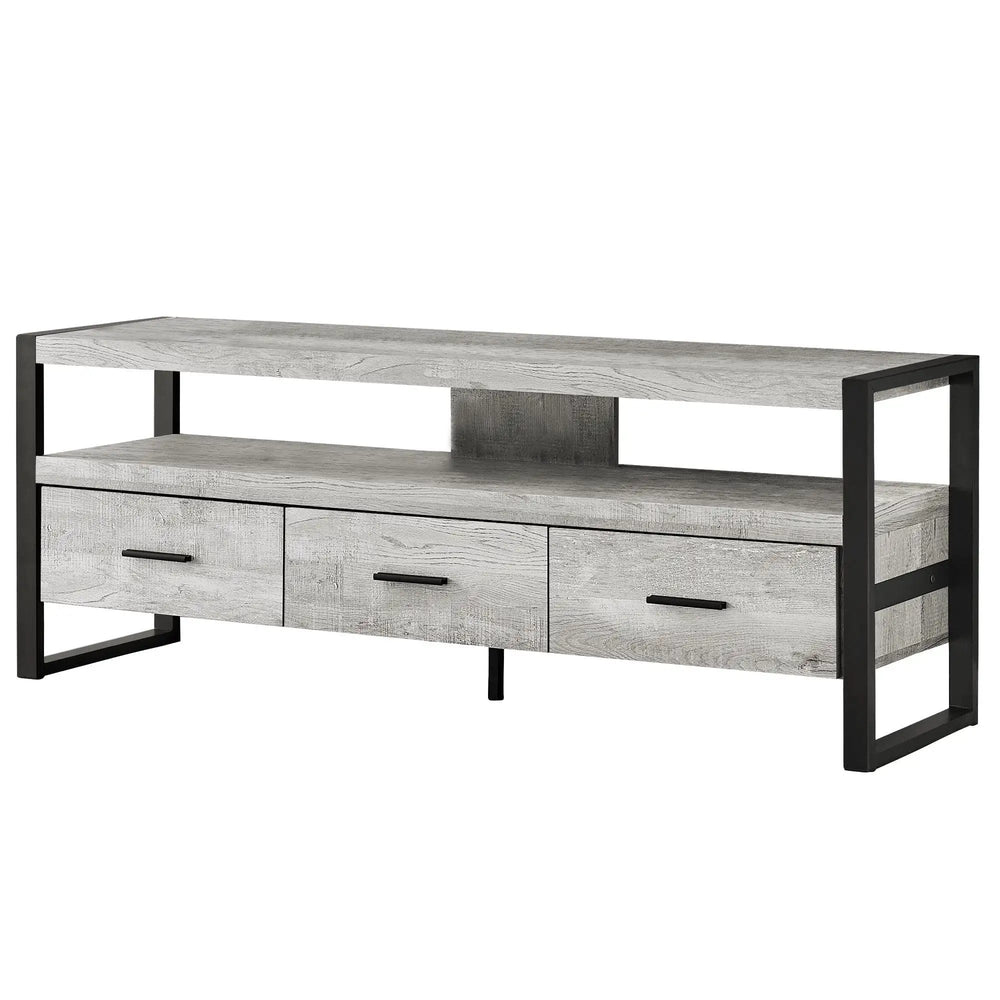 59" Black and Gray Cabinet Enclosed Storage TV Stand - Homeroots - Flyclothing LLC