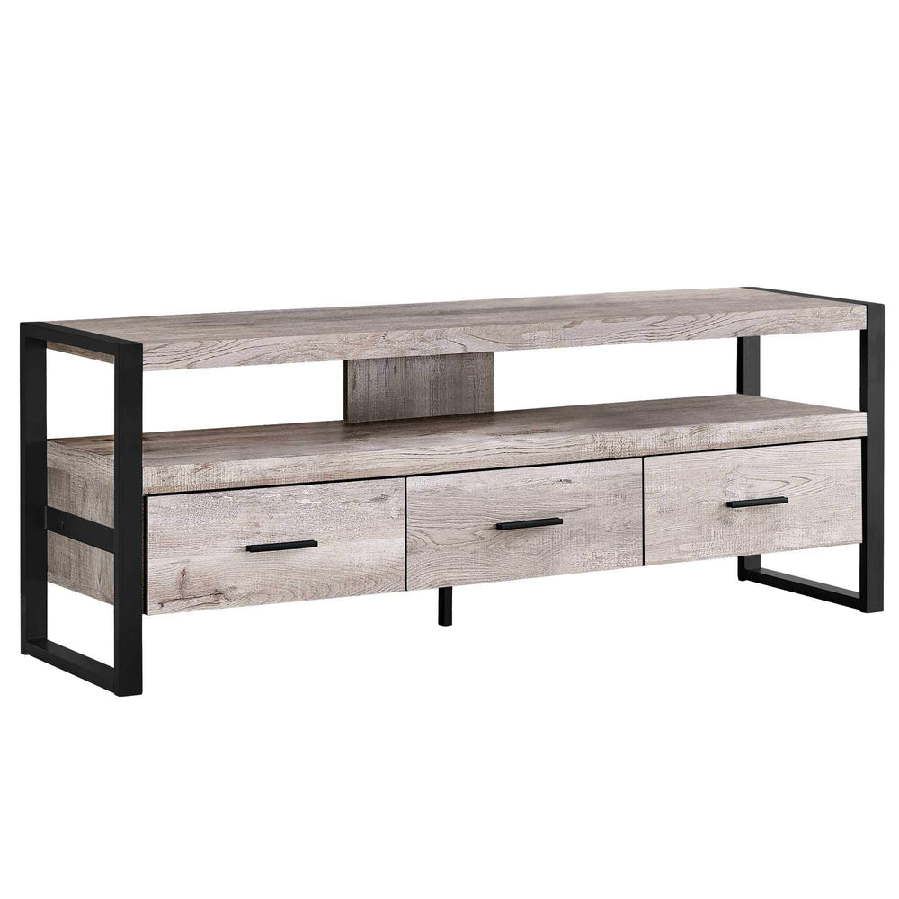 59" Brown and Black Cabinet Enclosed Storage TV Stand - Homeroots