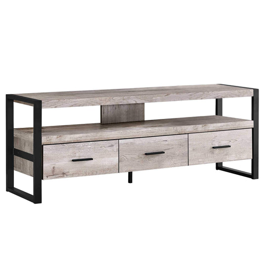 59" Brown and Black Cabinet Enclosed Storage TV Stand - Homeroots