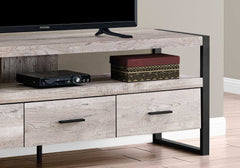 59" Brown and Black Cabinet Enclosed Storage TV Stand - Homeroots