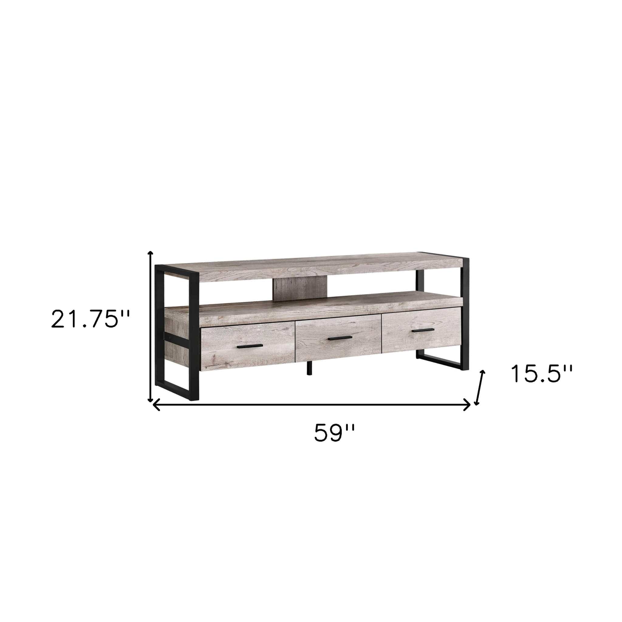 59" Brown and Black Cabinet Enclosed Storage TV Stand - Homeroots