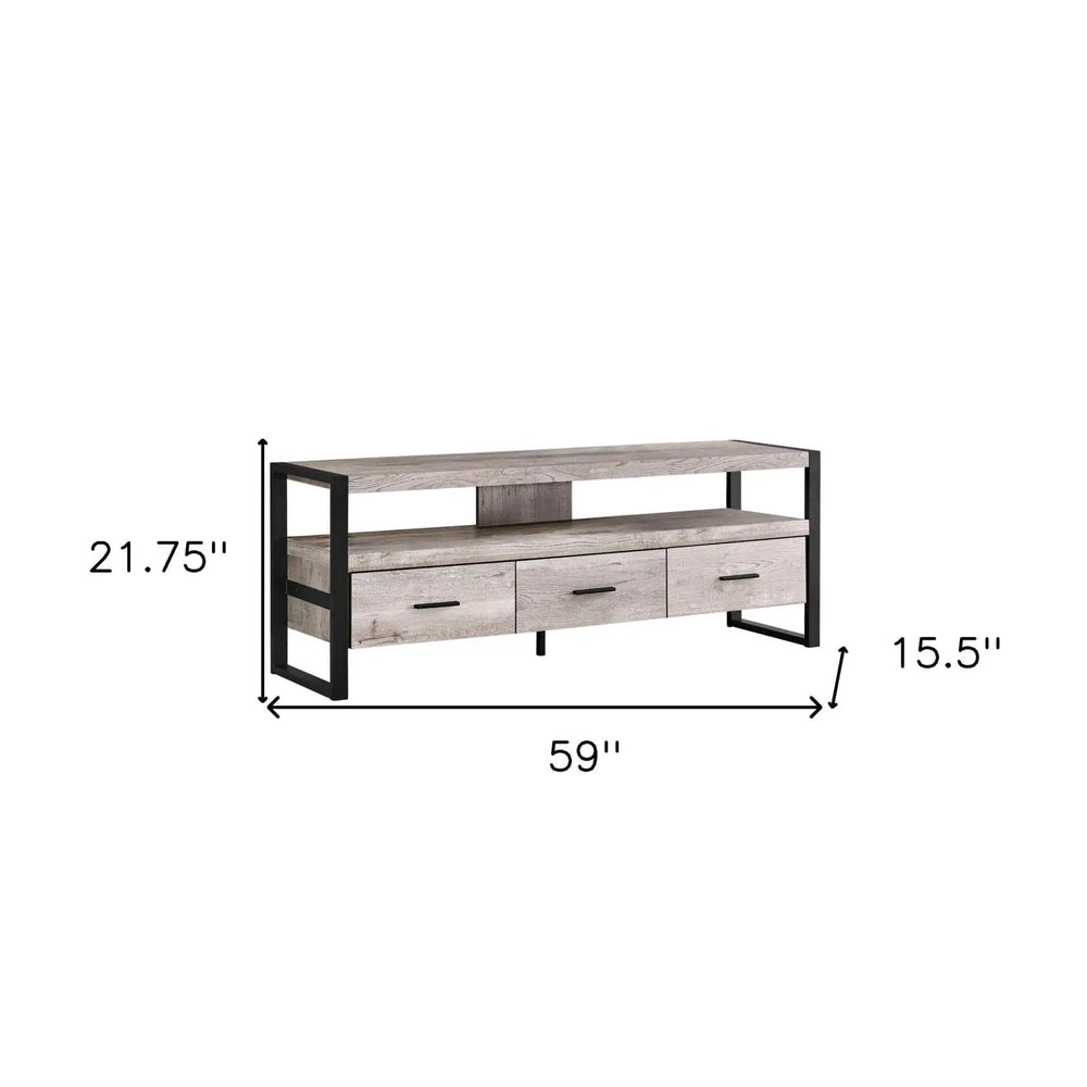 59" Brown and Black Cabinet Enclosed Storage TV Stand - Homeroots - Flyclothing LLC