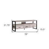 59" Brown and Black Cabinet Enclosed Storage TV Stand - Homeroots - Flyclothing LLC
