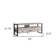 59" Brown and Black Cabinet Enclosed Storage TV Stand - Homeroots