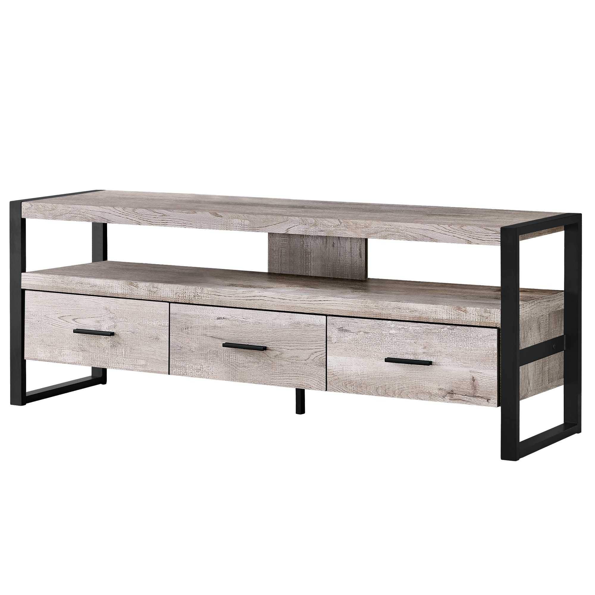 59" Brown and Black Cabinet Enclosed Storage TV Stand - Homeroots