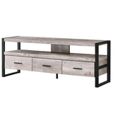59" Brown and Black Cabinet Enclosed Storage TV Stand - Homeroots