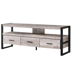 59" Brown and Black Cabinet Enclosed Storage TV Stand - Homeroots