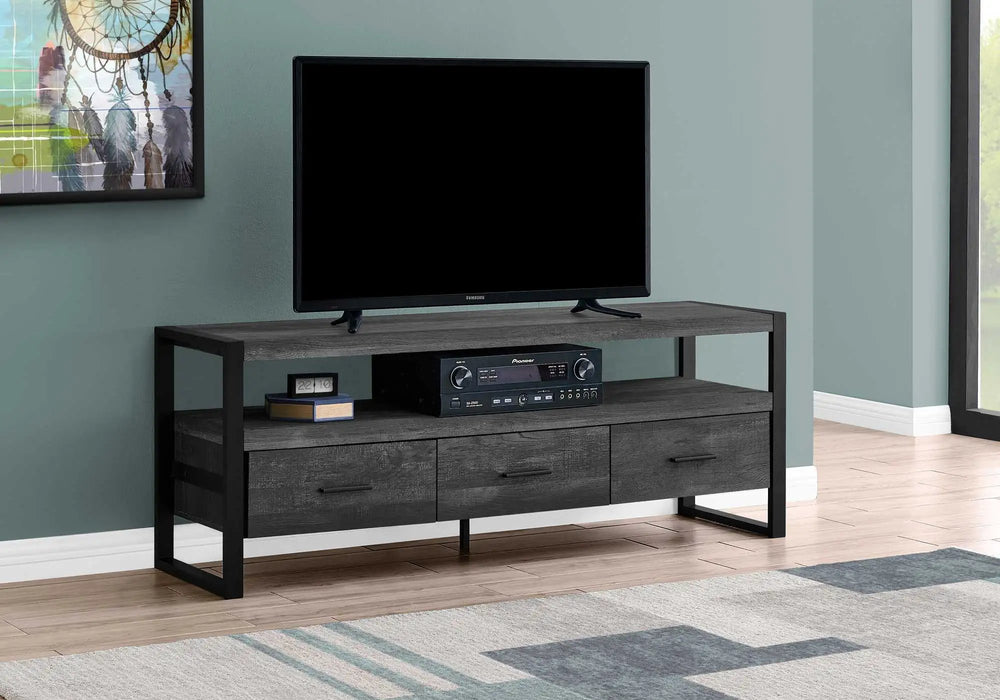 59" Black Cabinet Enclosed Storage TV Stand - Homeroots - Flyclothing LLC