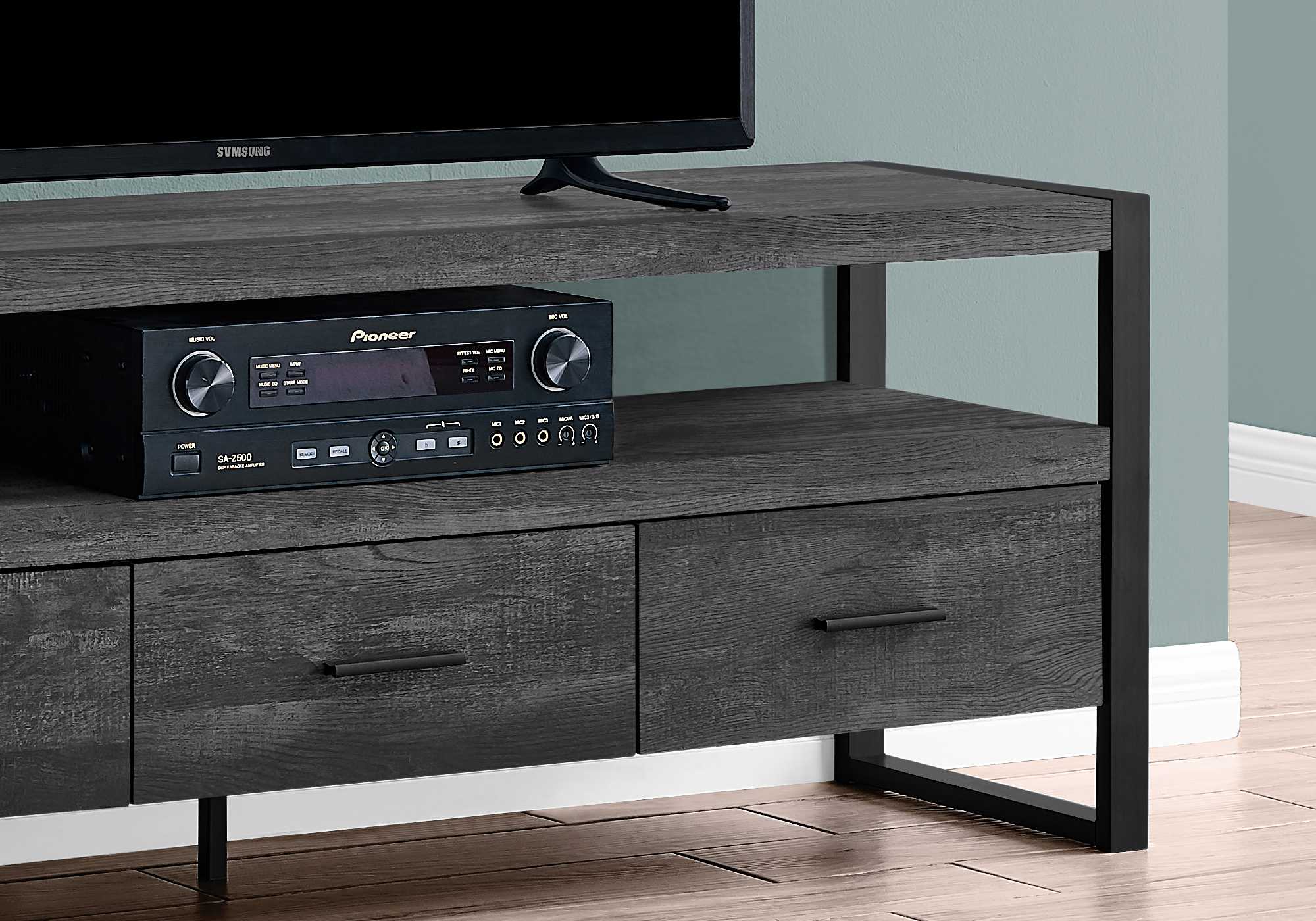 59" Black Cabinet Enclosed Storage TV Stand - Homeroots - Flyclothing LLC