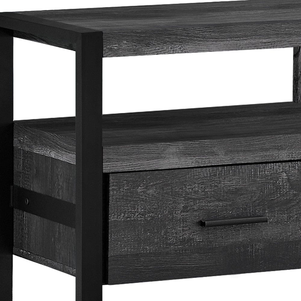 59" Black Cabinet Enclosed Storage TV Stand - Homeroots