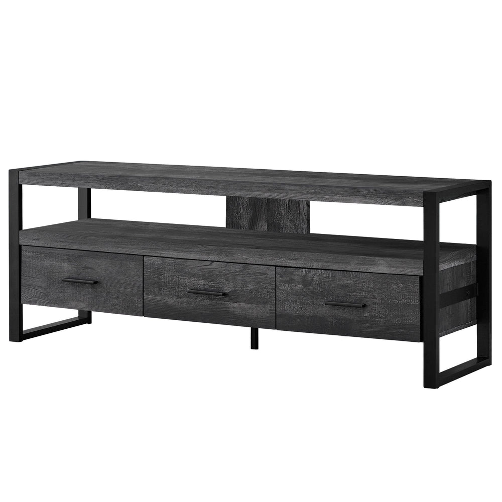 59" Black Cabinet Enclosed Storage TV Stand - Homeroots - Flyclothing LLC