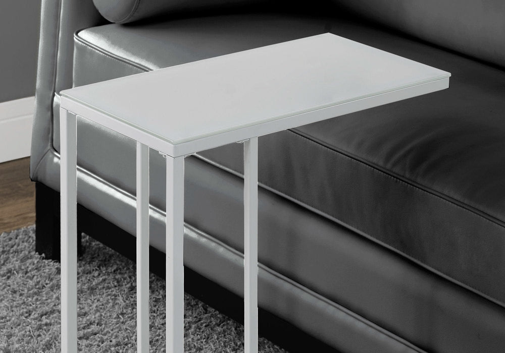 18.25" X 10.25" X 24" White Metal Tempered Glass Accent Table - Homeroots - Flyclothing LLC