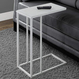 18.25" X 10.25" X 24" White Metal Tempered Glass Accent Table - Homeroots - Flyclothing LLC