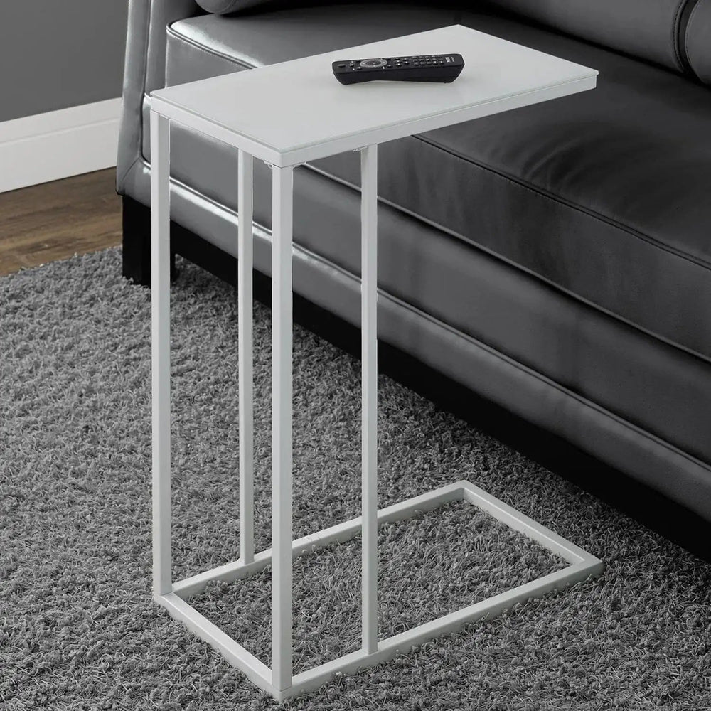 18.25" X 10.25" X 24" White Metal Tempered Glass Accent Table - Homeroots - Flyclothing LLC