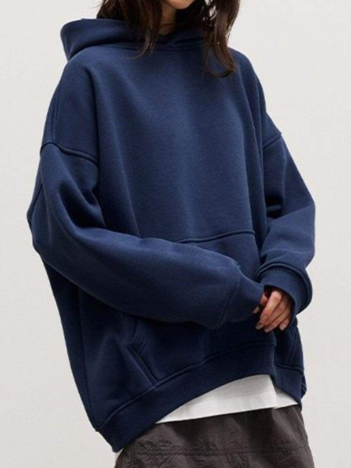 Pocketed Dropped Shoulder Long Sleeve Hoodie - Trendsi - Flyclothing LLC