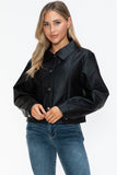 Snobbish Snap Down Long Sleeve PU Leather Jacket - Trendsi