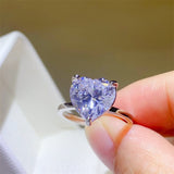 5 Carat 925 Sterling Silver Moissanite Heart Shape Ring - Trendsi