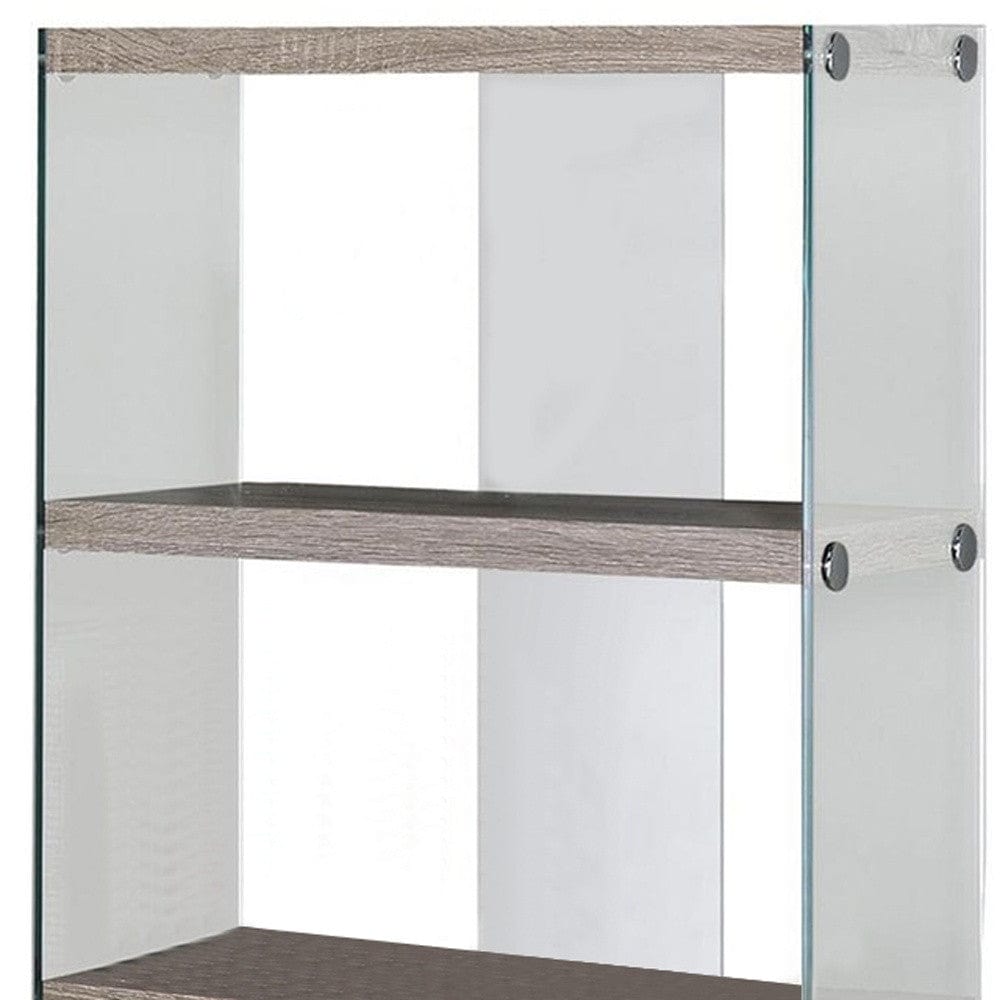 59" White Glass Four Tier Etagere Bookcase - Homeroots