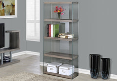 59" White Glass Four Tier Etagere Bookcase - Homeroots