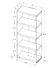 59" White Glass Four Tier Etagere Bookcase - Homeroots
