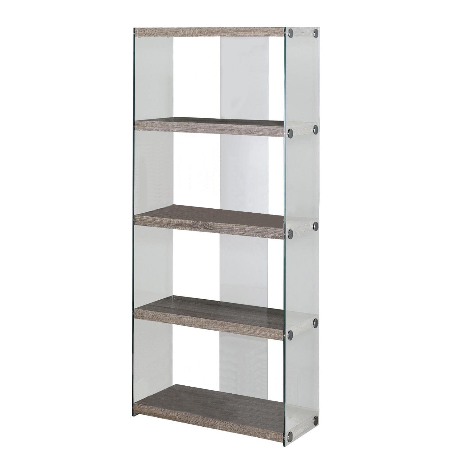 59" White Glass Four Tier Etagere Bookcase - Homeroots