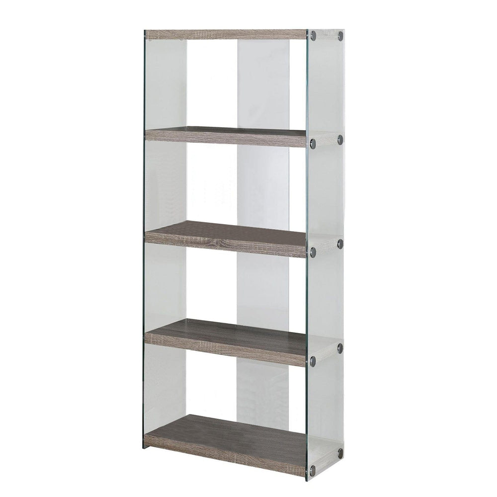 59" White Glass Four Tier Etagere Bookcase - Homeroots