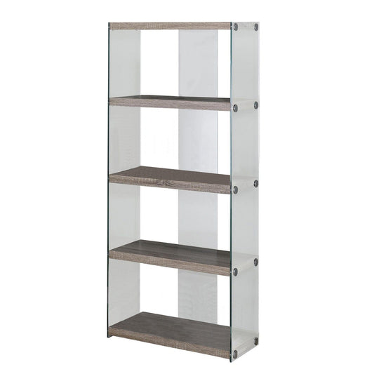 59" White Glass Four Tier Etagere Bookcase - Homeroots