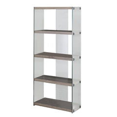 59" White Glass Four Tier Etagere Bookcase - Homeroots