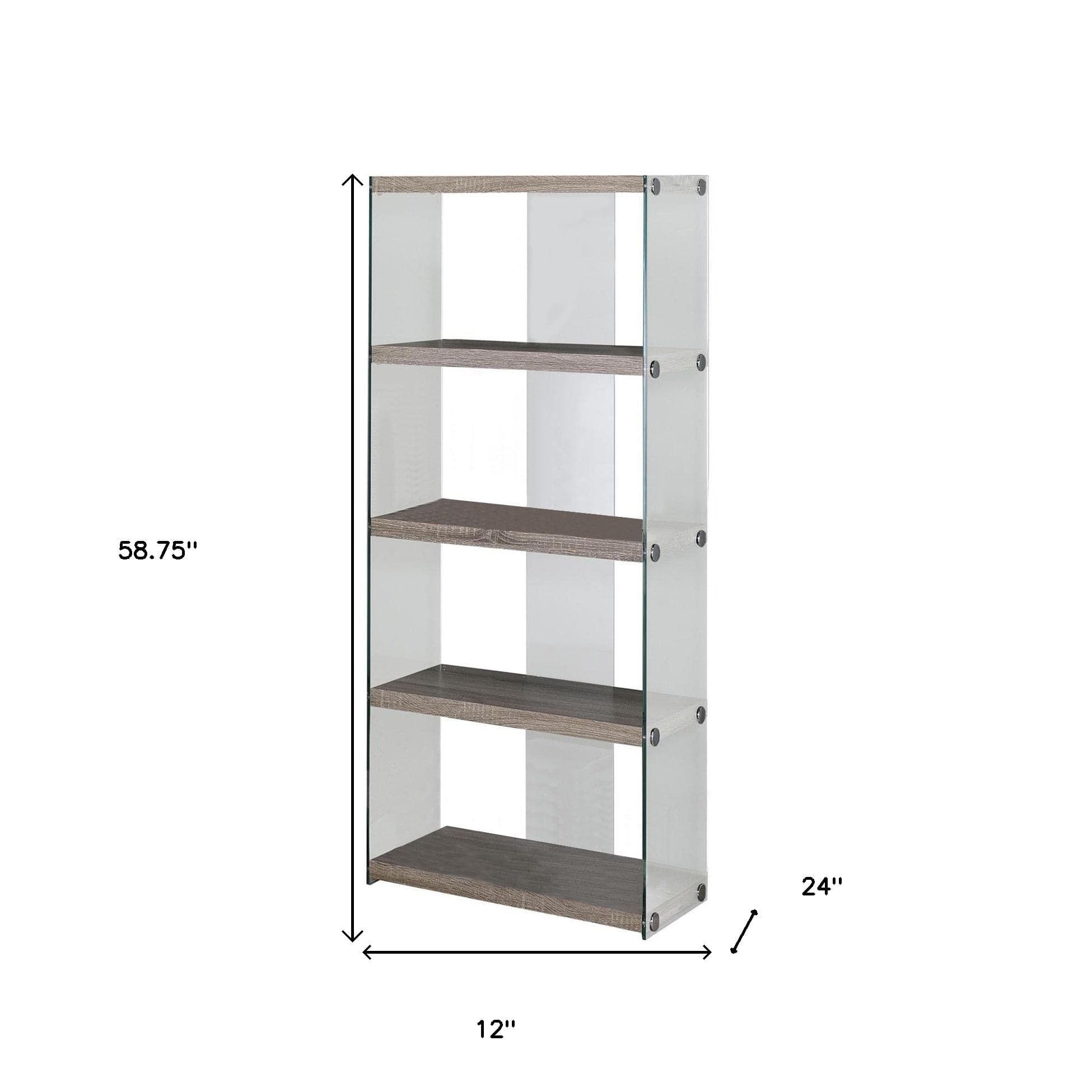 59" White Glass Four Tier Etagere Bookcase - Homeroots