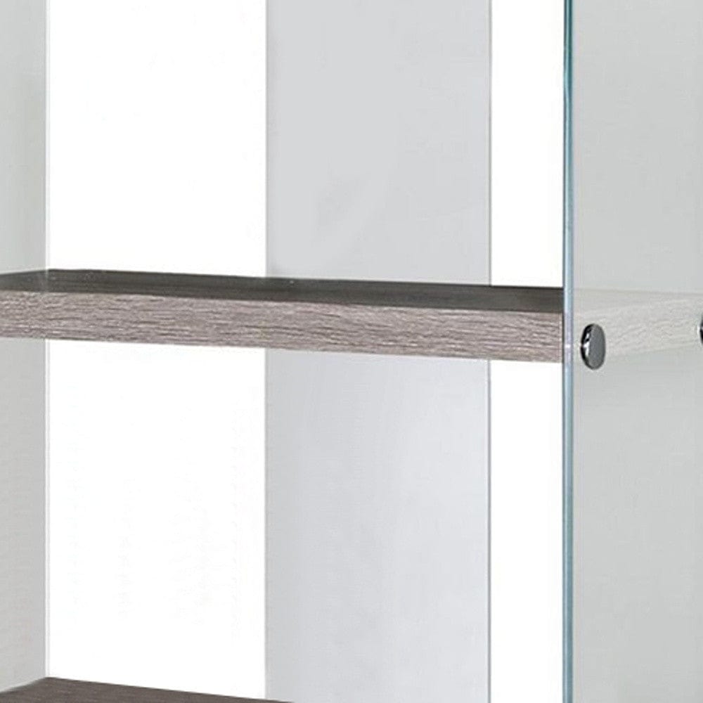 59" White Glass Four Tier Etagere Bookcase - Homeroots