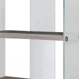 59" White Glass Four Tier Etagere Bookcase - Homeroots