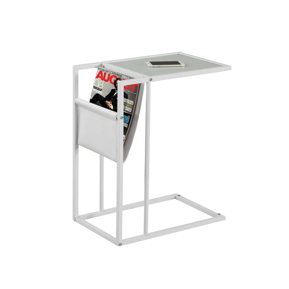 White Modern Metal And Glass Tv Table - Homeroots
