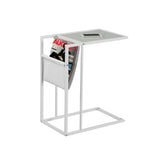 White Modern Metal And Glass Tv Table - Homeroots