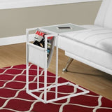 White Modern Metal And Glass Tv Table - Homeroots