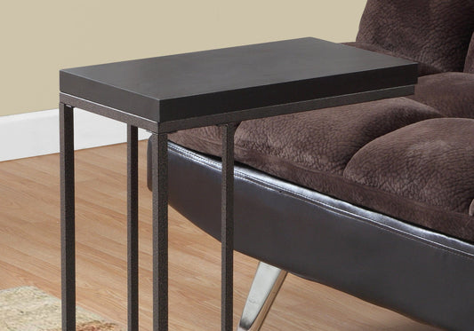 18.25" X 10.25" X 25.25" Cappuccino Particle Board Metal  Accent Table - Homeroots