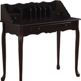 18" Dark Brown Solid Manufactured Wood Secretary Desk With Three Drawers - Homeroots