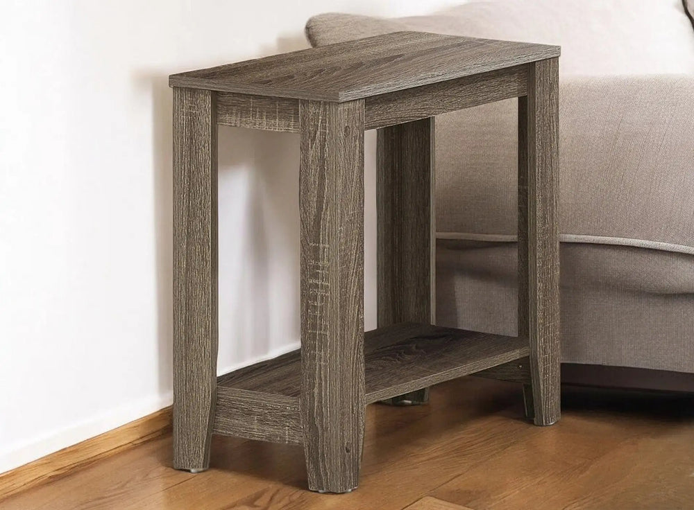 22" Deep Taupe End Table With Shelf - Homeroots - Flyclothing LLC