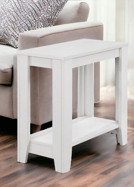 22" White Wood End Table With Shelf - Homeroots