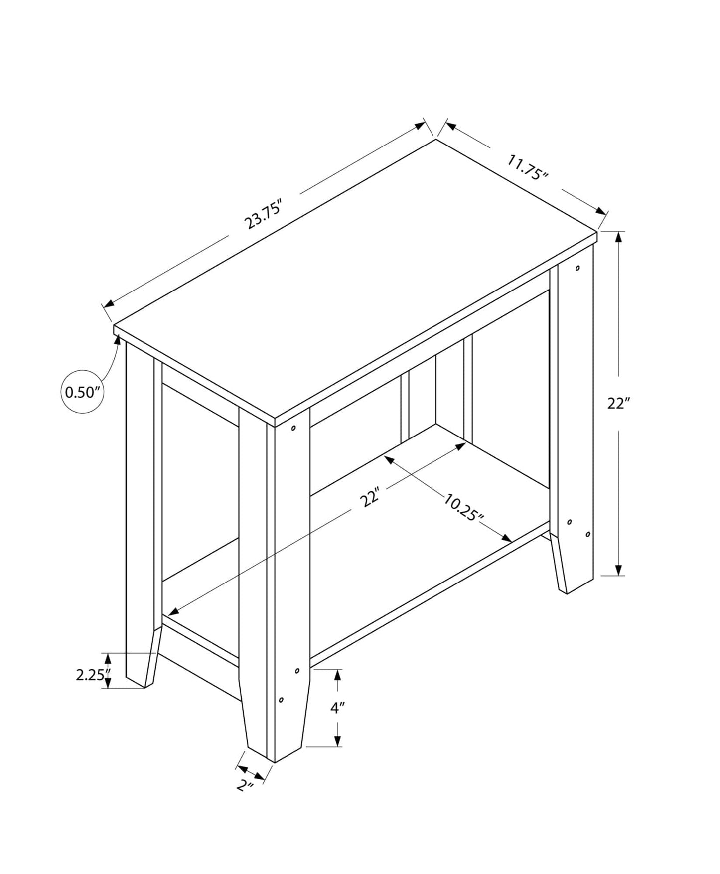 22" Dark Brown Wood End Table With Shelf - Homeroots - Flyclothing LLC