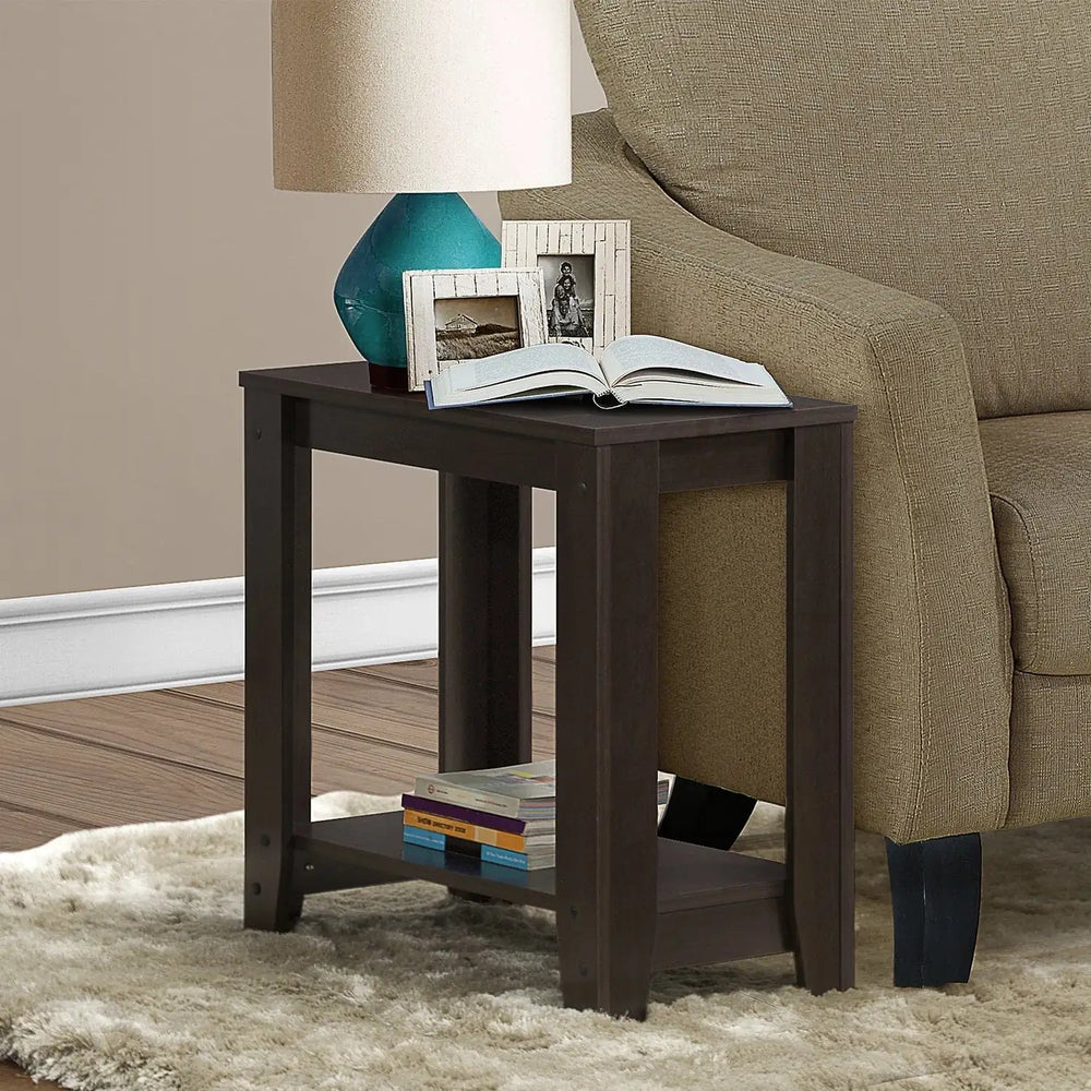 22" Dark Brown Wood End Table With Shelf - Homeroots - Flyclothing LLC