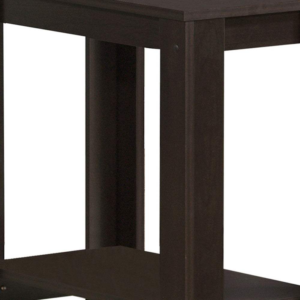 22" Dark Brown Wood End Table With Shelf - Homeroots - Flyclothing LLC