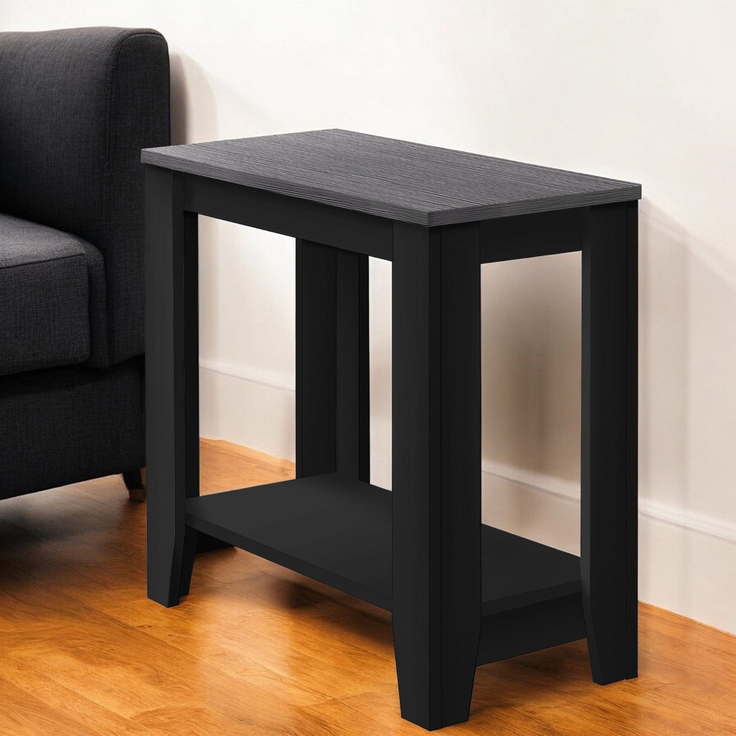 22" Black And Gray End Table With Shelf - Homeroots - Flyclothing LLC