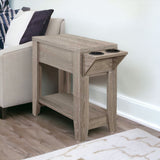 23" Taupe Wood End Table With Shelf - Homeroots