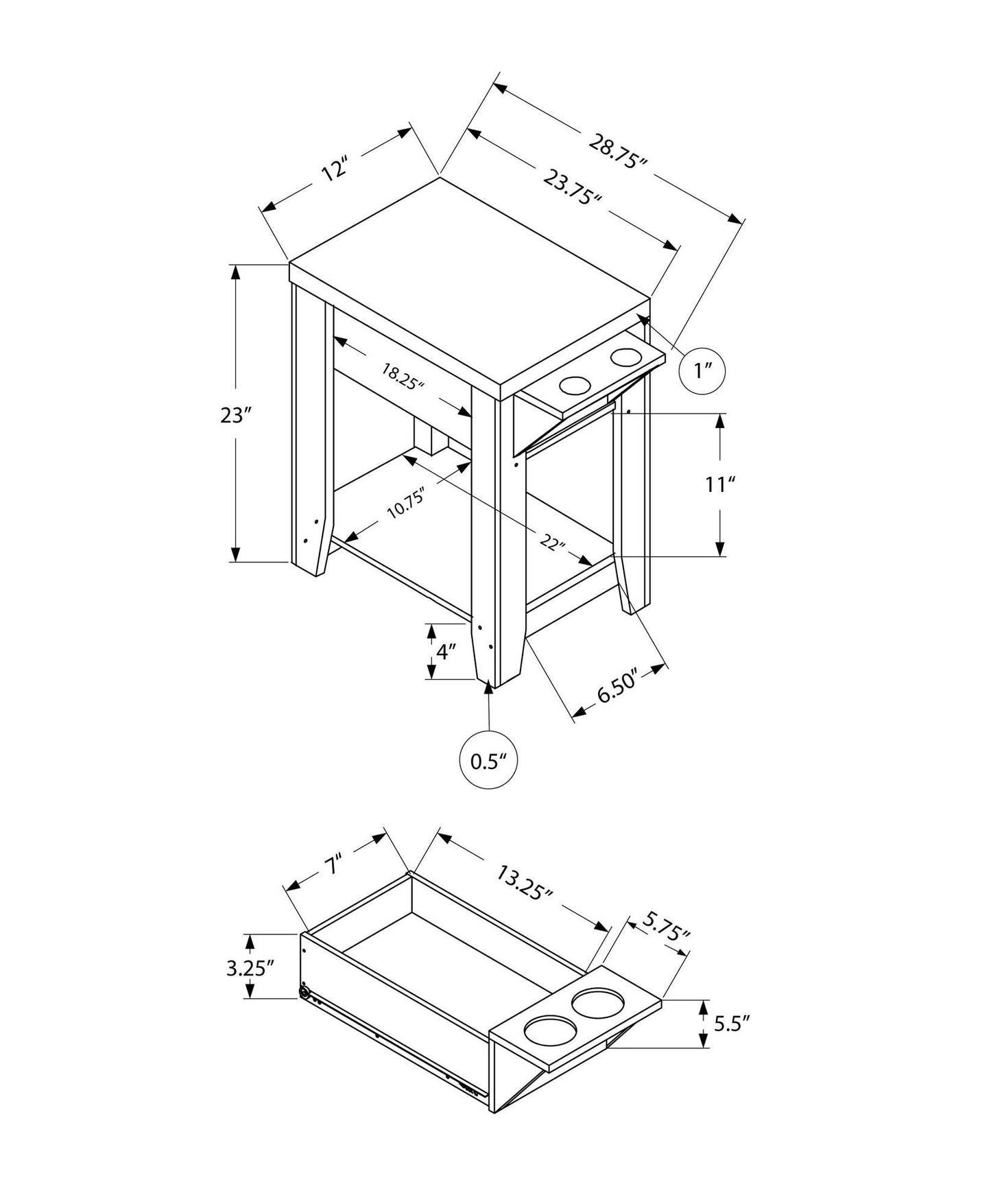 23" Taupe Wood End Table With Shelf - Homeroots - Flyclothing LLC