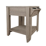 23" Taupe Wood End Table With Shelf - Homeroots