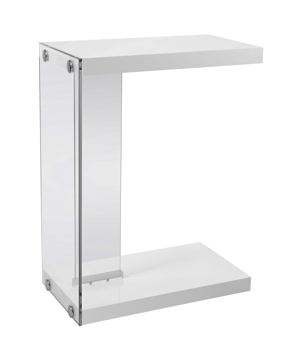 18.5" X 10.25" X 24.75" White Finish And Tempered Glass Accent Table - Homeroots