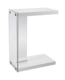 18.5" X 10.25" X 24.75" White Finish And Tempered Glass Accent Table - Homeroots
