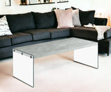 44" Gray And Clear Glass Coffee Table - Homeroots