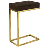 10.25" X 15.75" X 24.5" Cappuccino Finish And Gold Laminated Drawer Accent Table - Homeroots